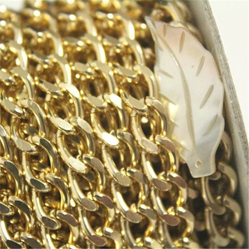 10 ярдов золотая цепочка в рулоне, алюминиевая цепь, открытая цепь в звено, Размер 10 мм x 6 мм, ювелирные изделия