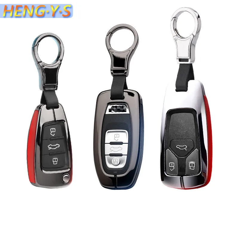 

1Pcs Alloy leather Car Key Case Storage Cover Car Case Key protection housing for Audi a4 a3 q5 q7 a5 b6 b8 a6 c5 b7 Accessories