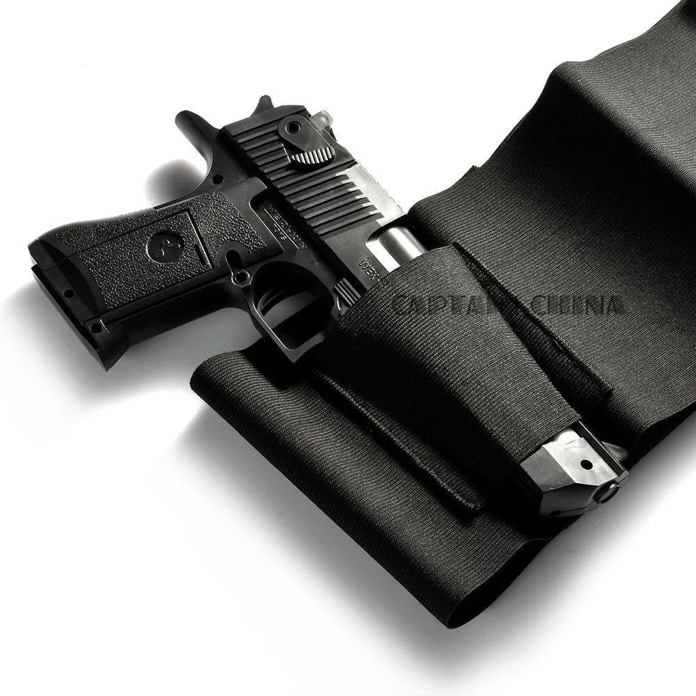 Тактический Регулируемый эластичный скрытый эластичный пояс пистолет кобура 2 Magzine сумки черный