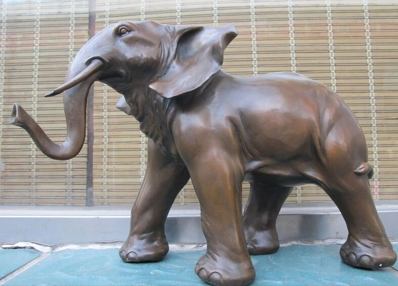 

shitou 002282 17"graceful Bronze Africa Elephant Statue