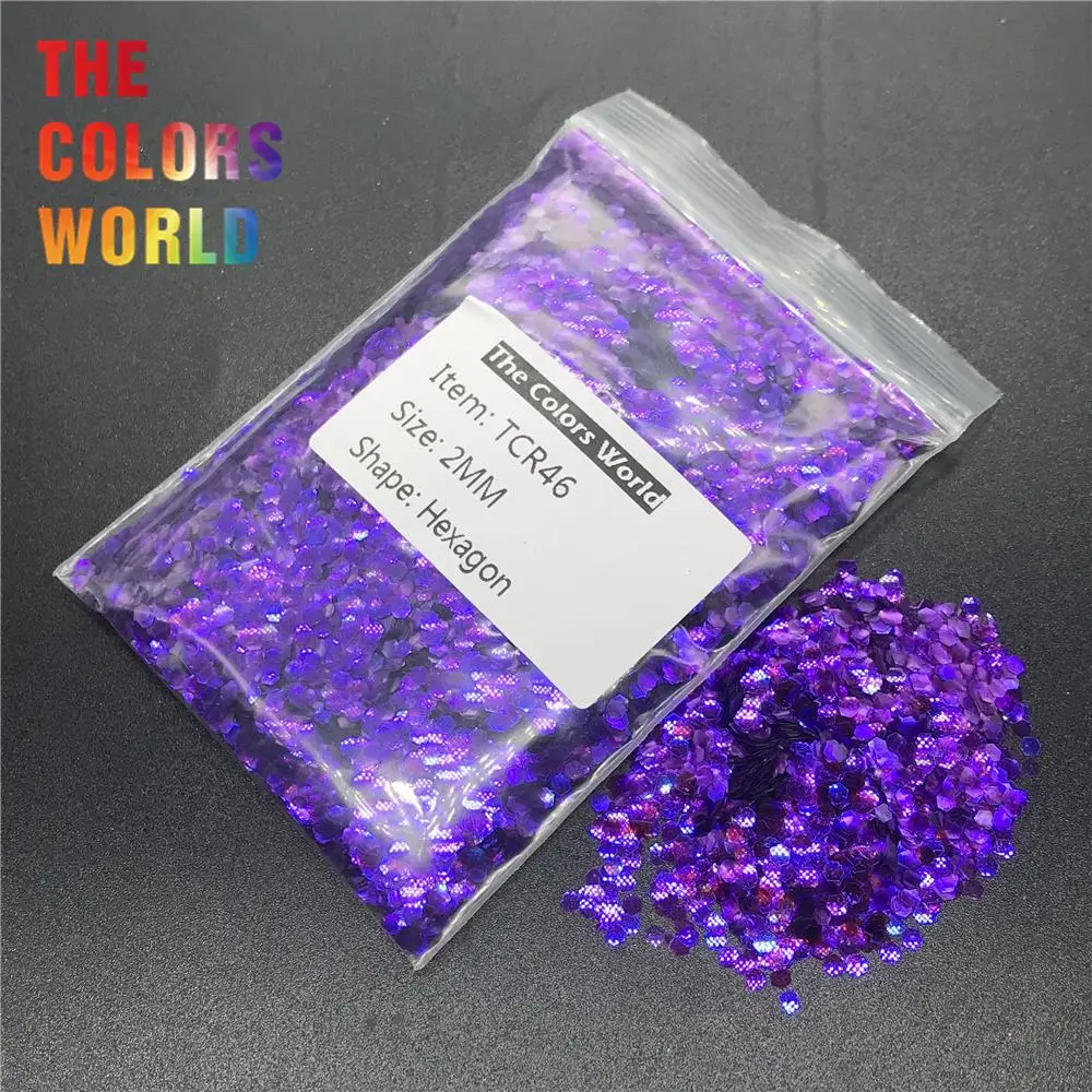 

TCR46 Iridescent Rainbow Purple Color Hexagon Shape Nail Glitter Nail Art Decoration Body Glitter Eye Shadow Henna Handwork DIY