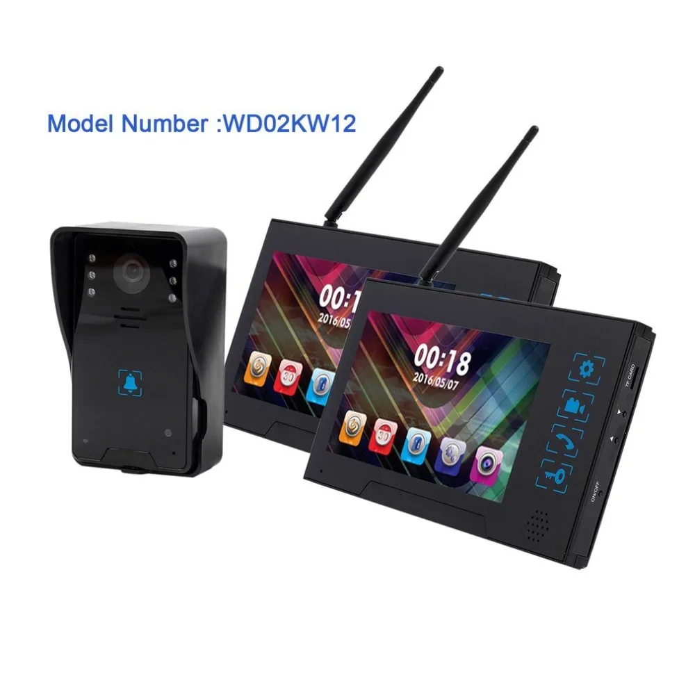 

WD02KW11 One to Two Video Doorphone 220V Home Wireless Doorbell Video Intercom Door Phone Infrared Night Vision Home Security