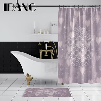 

IBANO Love And Sky Shower Curtain Waterproof Polyester Fabric 180x180cm Bath Curtain 40x60cm Mat For The Bathroom Curtain