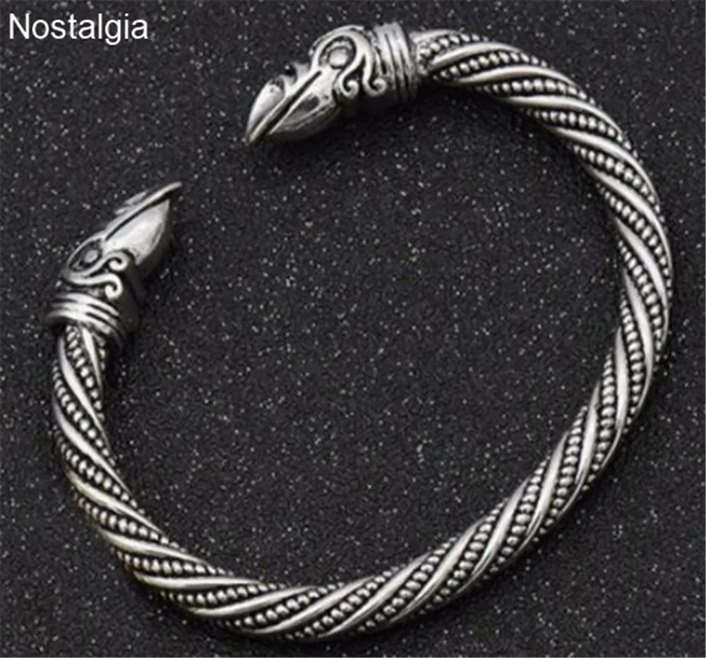 Ностальгия Vikingos Odin Ворон головок Pulseira Викинг ювелирные изделия мужские руки манжеты открытым ногтей браслет Vikingo не браслет Jwelry для Для женщин