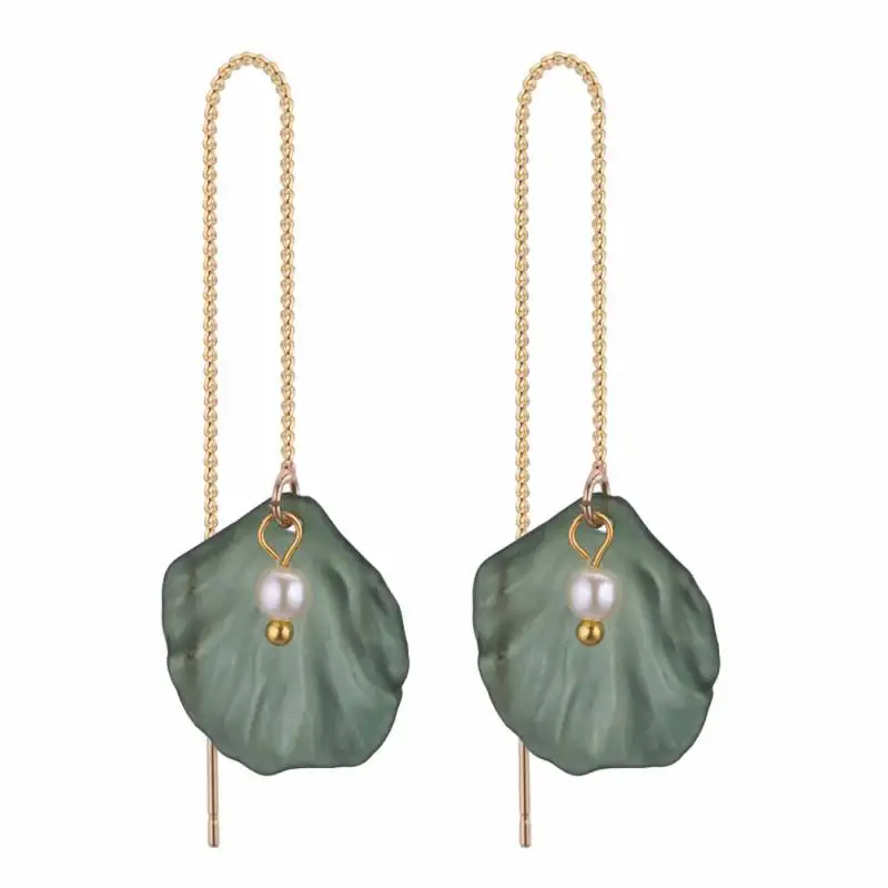 

TONGKWOK Bohemia Exaggeration Dangle Earrings For Women Silk Thread Tassel Pearl Long Chandelier Earrings #131042
