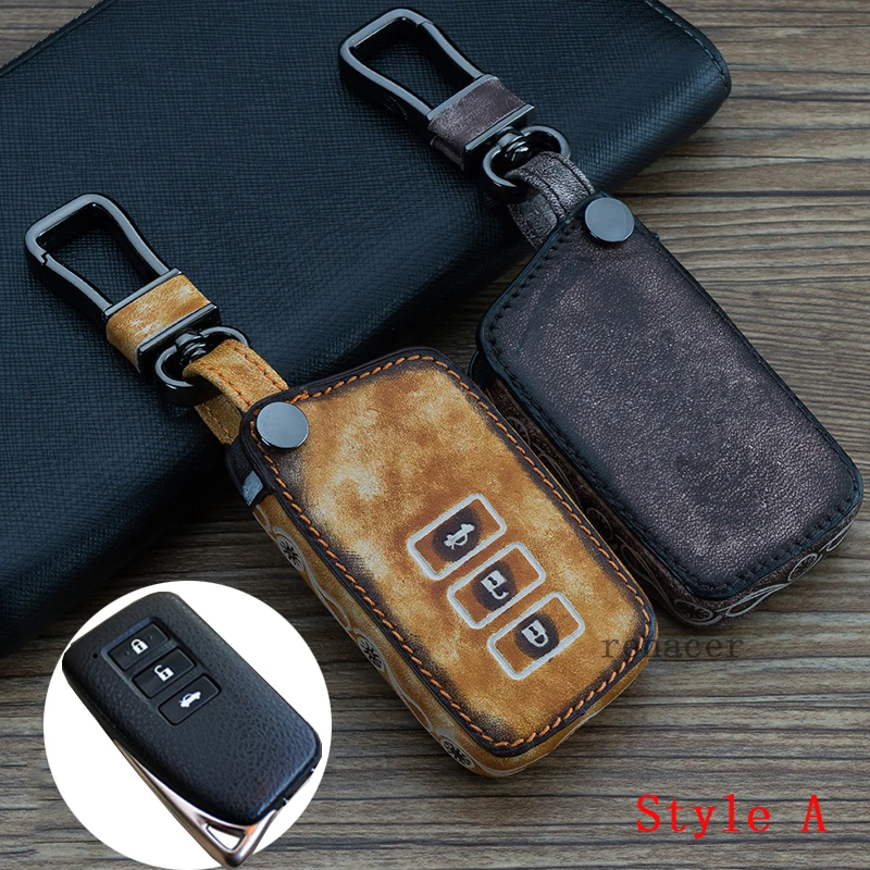 

Antique wood grain leather car key cover case ring keychain for Lexus IS ES GS NX GX RX LX RC 200 250 300 350