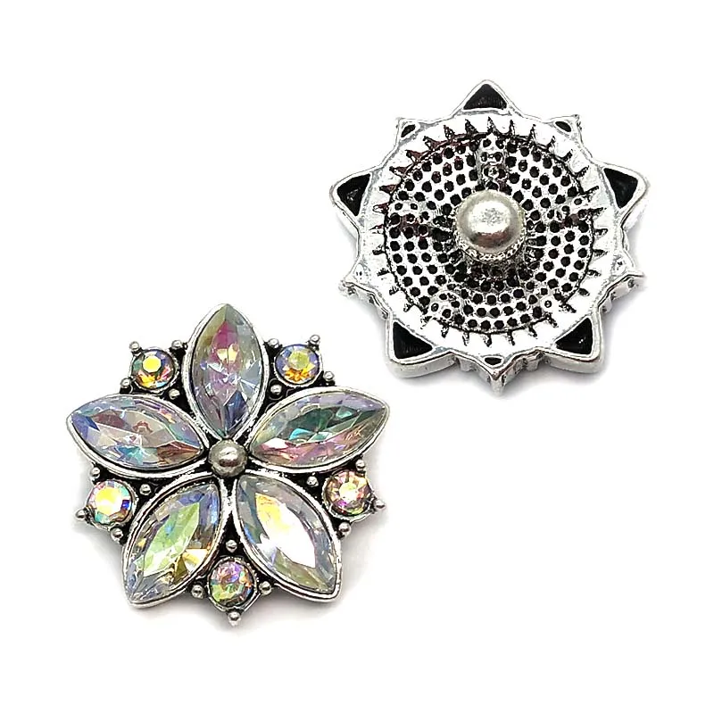 Wholesale W355 Flower 3D 18mm 20mm Metal Snap Button For Bracelet.