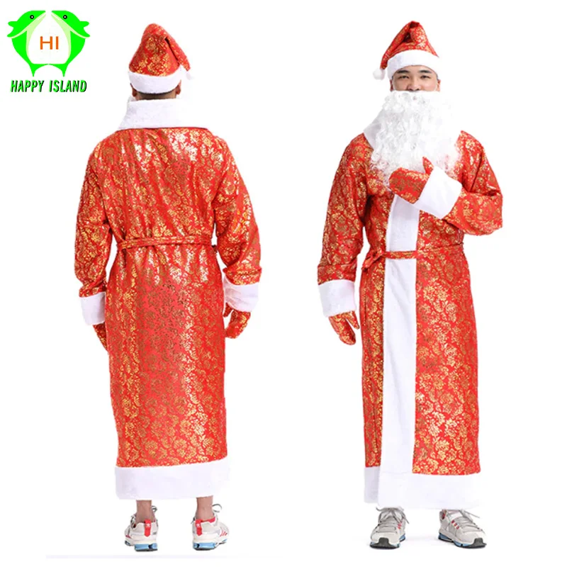 Adult Christmas Santa Claus Costumes Flocking+Rabbit Fur Fancy Cosplay Santa Claus Clothes Good Quality Costume Christmas Suit