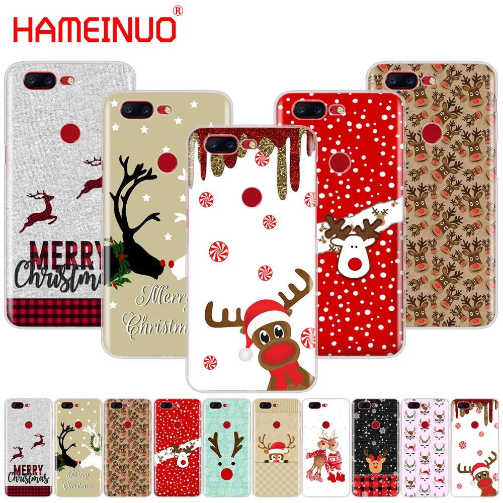 

HAMEINUO Cute elk Christmas deer Cartoon New Year cover phone case for Oneplus one plus 6 5T 5 3 3t 2 X A3000 A5000