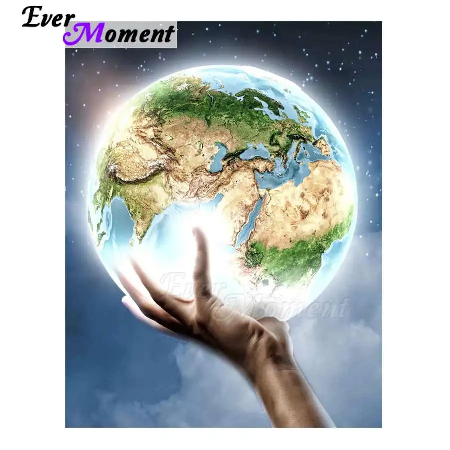 

Ever Moment Diamond Painting Earth In Hand Full Square Drill Mosaic Picture Of Rhinestone Diamond Embroidery 5D DIY Decor 3F259