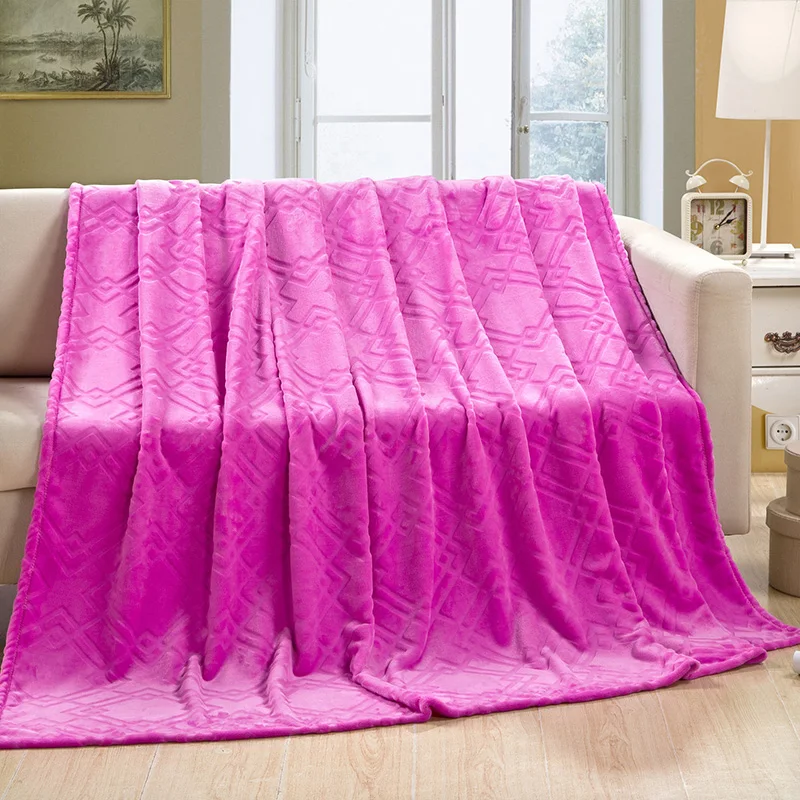 Soft Fuzzy Plush Fleece Bed Blanket Sofa Couch Super Warm Vivid Pink