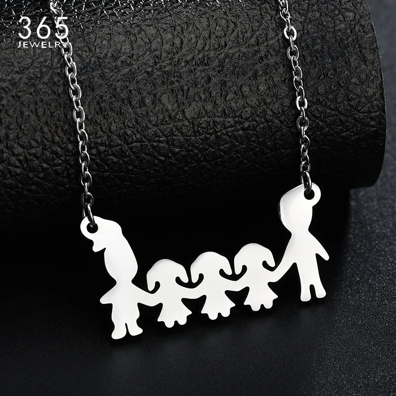 

New Arrvial Silver Color Love Pappy Mama Girl Pendant Necklace Stainless Steel Warm Family Necklace Drop Shipping