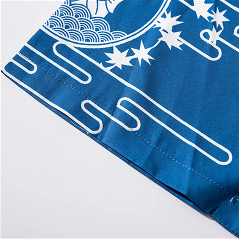 Bebovizi Japan Style Cat Printed Thin Kimono Men Japanese Streetwear Blue Jackets Casual Outerwear 2019