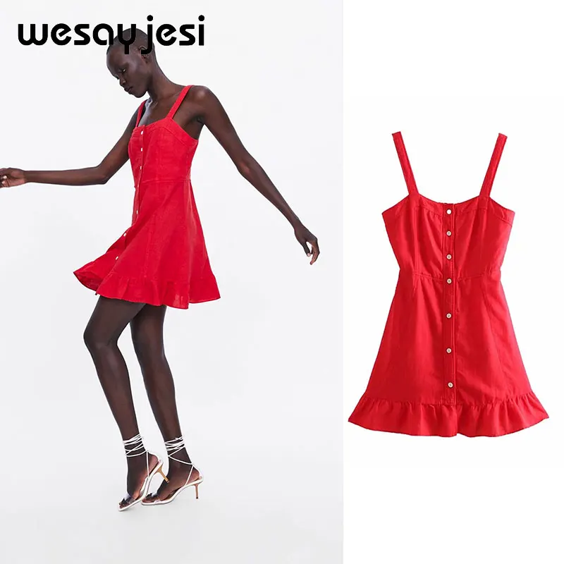 

2019 summer spring dress women vestidos england style red sleeveless a-line mini v neck dress vestidos de fiesta party dress