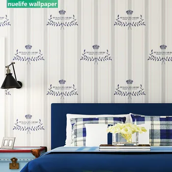 

Mediterranean style striped pattern playground children's room bedroom living room study TV background wall non-woven wallpaper