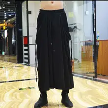 Новинка года весна и осень модные мужские свободные штаны хип хоп панк брюки черный широкие штаны стильные брюки