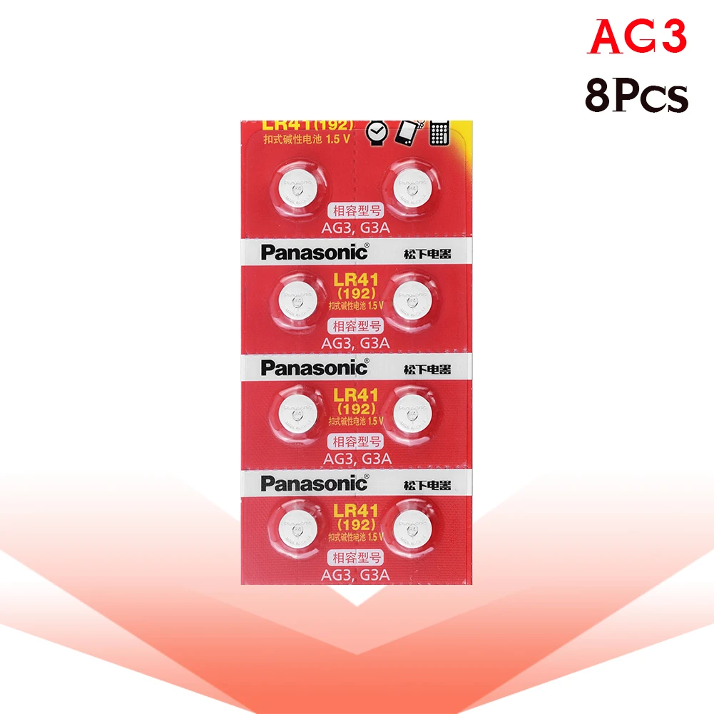8 шт Panasonic Батарея AG3 LR41 192 V3GA Монета кнопки Батарея сотовый 1,5 V LR41 LR41H SR41 SR41W SR41SW SR415W TR41SW музыкальная шкатулка для плюшевых игрушек Часы