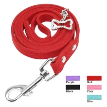 Soft Suede Leather Dog Leash Puppy Cat Walking Leads With Rhinestong Bone Pendant For Chihuahau Yorkshire