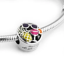 Подходит для бусины Pandora Браслеты летние забавные Амулеты с смешанной эмалью стерлингового серебра 925 пробы-ювелирные изделия