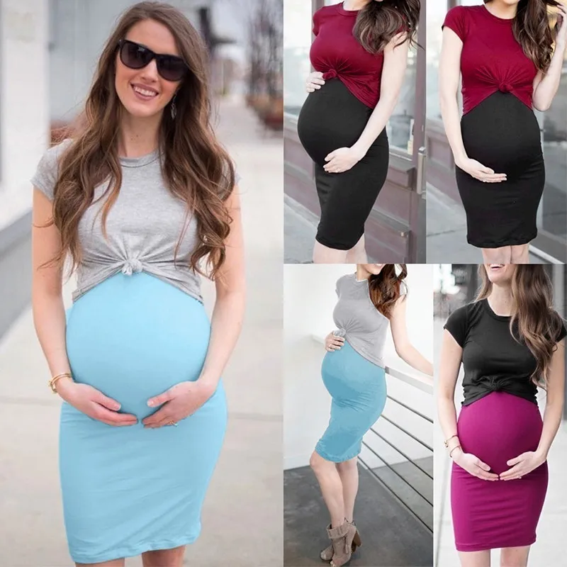 

ENXI Maternity Dresses Pregnancy Women's Wrap Maternity Bodycon Dress Dresses With Short Sleeves Tee Pregnant Vestido