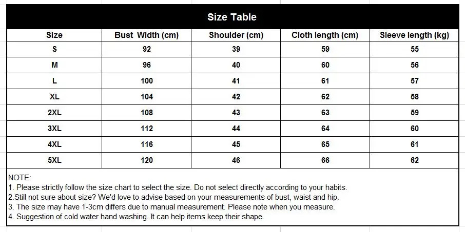 size table