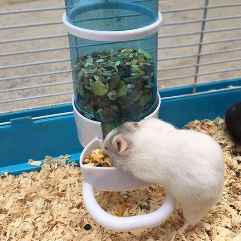 14oz Hanging Hamster Automatic Feeder Food Dish Small Animal Bowl For Cage, Rat Cage Accessories For Chinchilla Hedgehog Guinea Pig Bird