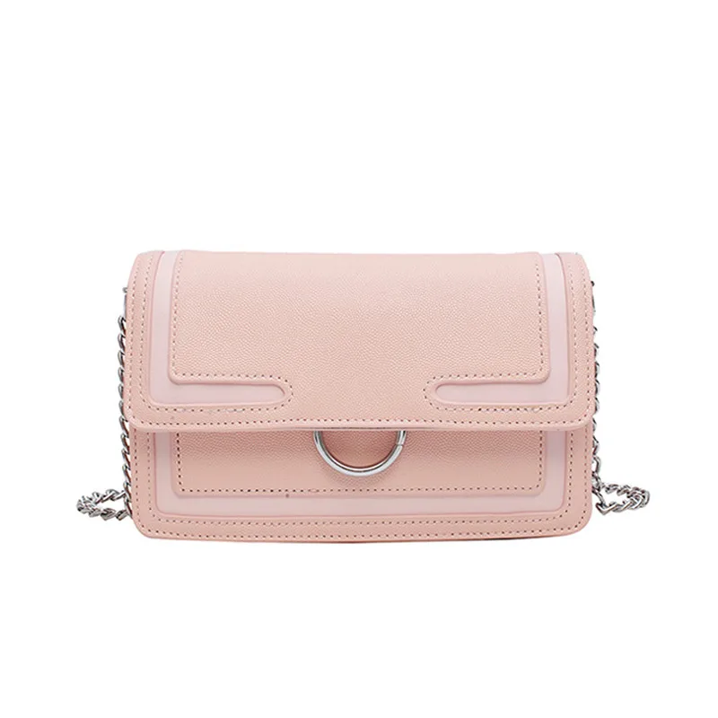 

Women Accordion Pleat Shoulder Bag Metal Rings Pink Crossbody Bags for Women 2019 Handbags Ladies Hand Bags Solid Chains BANGE