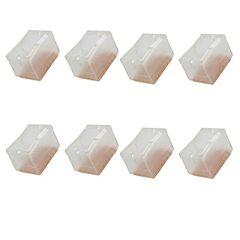 

8pcs Rectangular Transparent Chair Leg Caps Feet Pads Furniture Table Covers Wood Floor Protectors