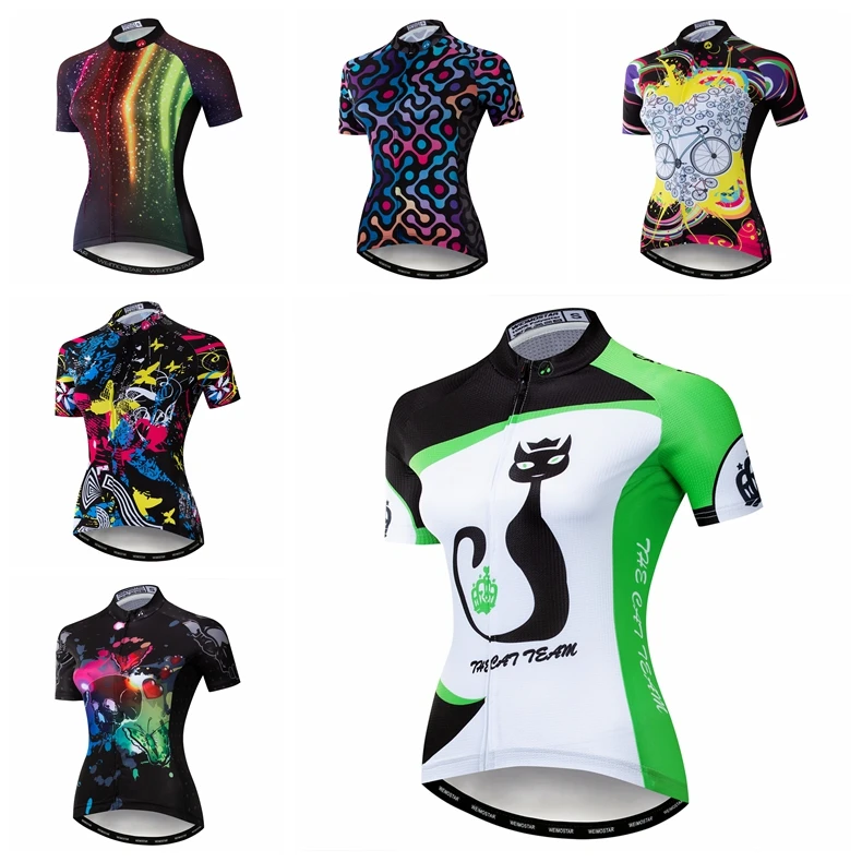 Cats Cycling Jersey Women Bike Road MTB Tops T-Shirt Short Sleeve Racing Blouse