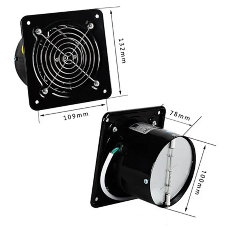 220V вентилятор 20W промышленный небольшой вентилятор кухонный вытяжной вентилятор бесшумный металлический вытяжной вентилятор 4 дюйма FD-100