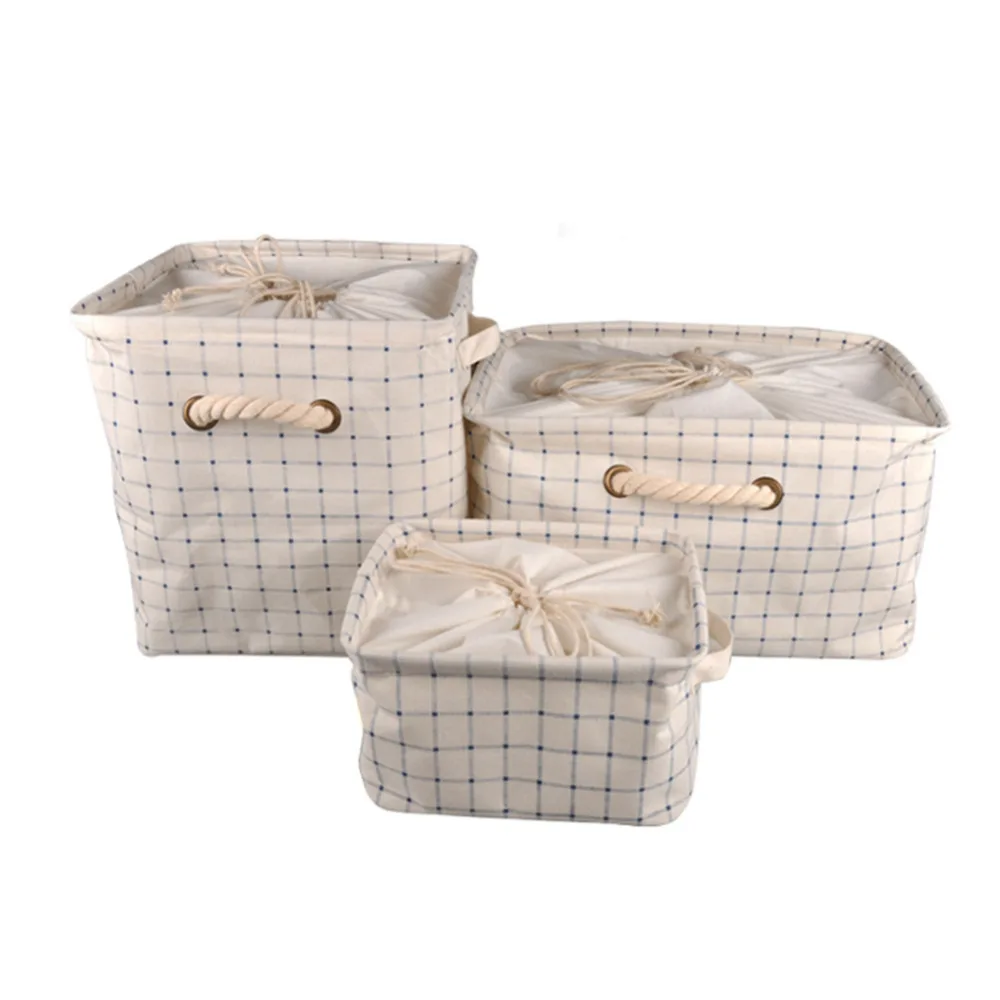 

Storage Barrels Foldable Washing Clothes Laundry Basket Bag Hamper Folding Cotton Waterproof Toys Covered Storage Baskets Bucket