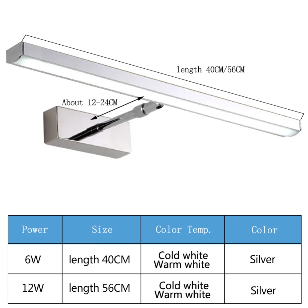 Скандинавский светодиодный светильник-зеркало 420 мм 9 Вт из нержавеющей стали+ акрила 40 см 56 см современный декоративный светильник ing лампа для ванной комнаты спальня фойе Кабинет Бра