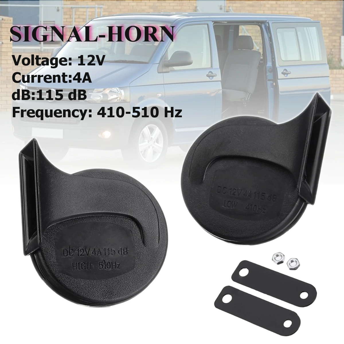 

1 Pair for T3 T4 12V 115dB for Transporter IV Bus Kasten Black Twin Tone Signal Horn Loud Snail Car Horn For VW Transporter Bus
