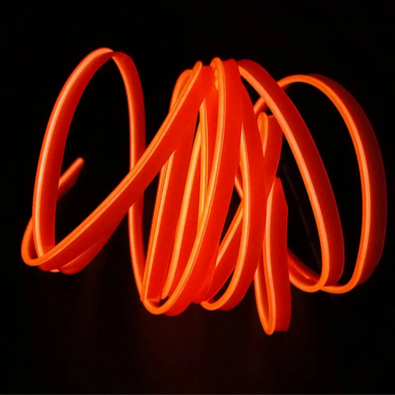 JURUS 3 метра водонепроницаемая гибкая неоновая электрическая проволока, Светодиодная лента, декоративные лампы, внутренний свет, 12 В, гнездо для автомобильного прикуривателя - Испускаемый цвет: Orange