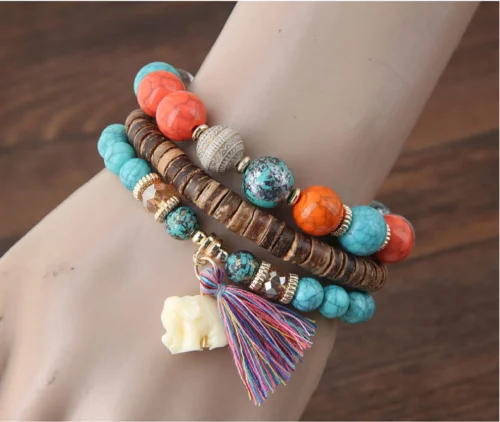 

Boho Colorful Multilayer Beads Bracelets Bangles Women Beach Wristband Jewelry