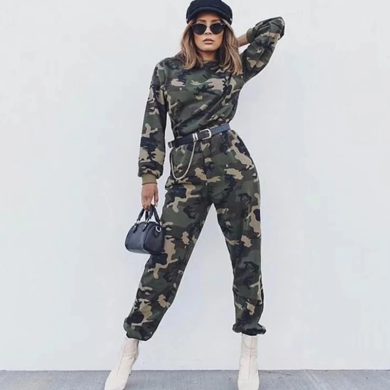 2019 Fashion Chain Military Camouflage pants women Army black high waist loose Camo Pants Trousers