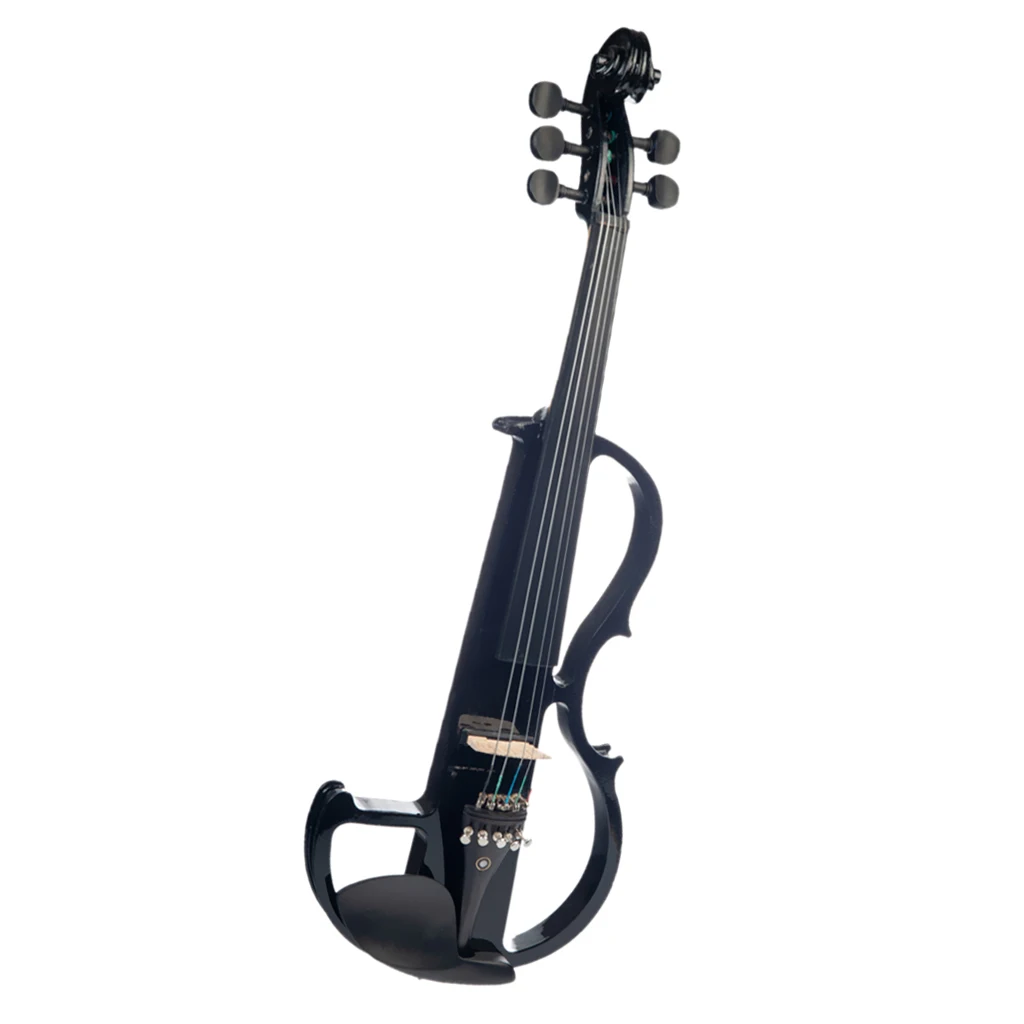 4/4 Solid Wood Black 5 String Electric Violin Kit Musical Instrument with Bow Case Rosin Headphone Cable Gift for Violin Players