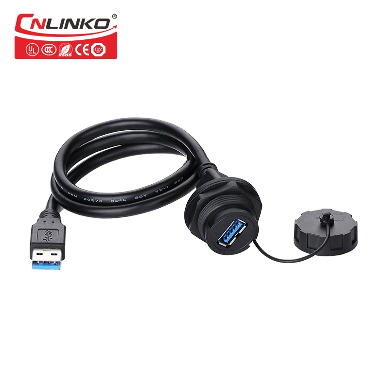 

Hot Sale 1.5A USB Male Plug Female Socket Cable Quick Bayonet Connector Cilica Gel Data USB3.0 IP67 Waterproof Connector Mount