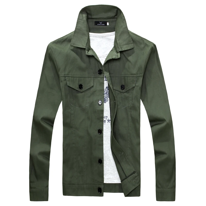 2017 spring Thin men s jacket coat fashion simple single breasted jacket Fashion Slim military green