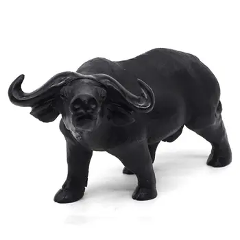 

6" Cow Statue Natural Black Stone Crystal Hand-Carved Gemstone Craft Home Decor