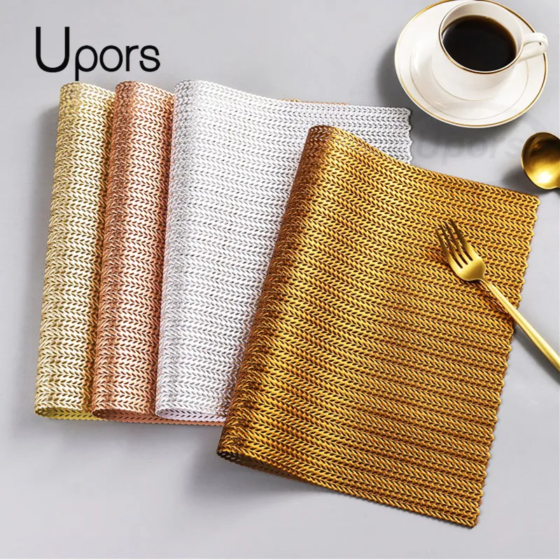 

UPORS 4Pcs PVC Placemats Easy to Clean Heat Resistant Table Placemats Washable Dining Table Mat Non-Slip Coaster Pad