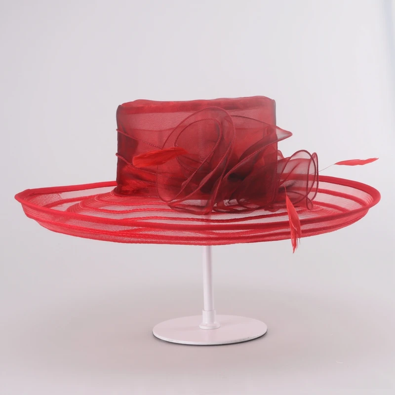 women red fedora hat