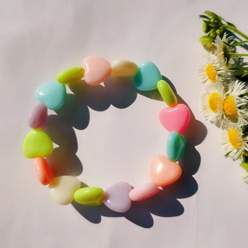 

2020 Fashion Candy Lovely Heart Bracelet For Child Children Gift Kid Jewelry Acrylic Candy Color Star Heart Bracelets For Kid