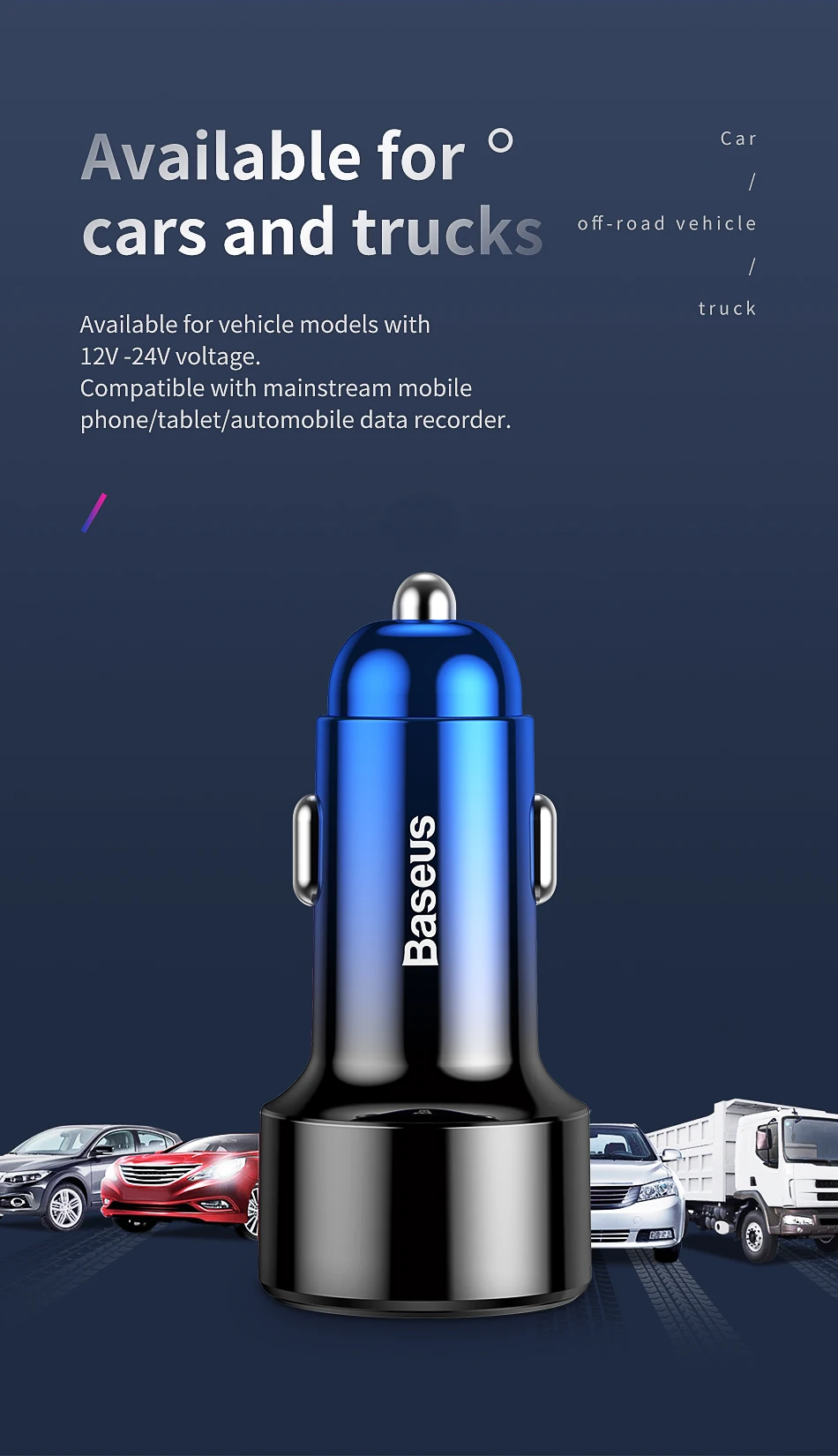 car mobile phone charger Baseus 45W USB Type C Car Charger Quick Charge QC PD 4.0 3.0 6A Fast Charging USBC Phone Charger For iPhone 12 Pro Xiaomi Huawei carcharger