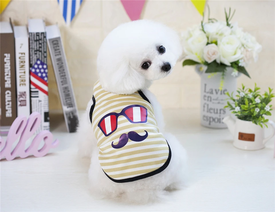 Summer Dog Clothes Clothing for Dogs Chihuahua S M L XL XXL Pet Clothes Vest T Shirt for Small Dog Costume Eye Beard Pattern (8)