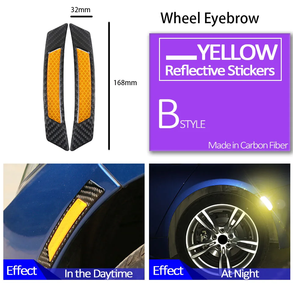 Автомобильная Светоотражающая полоса из углеродного волокна защитная наклейка для Alfa Romeo 159 Chevrolet Aveo Captiva Ford Focus 3 Fiesta Mondeo Fusion - Название цвета: Wheel Black Yellow