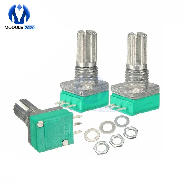 10 Pezzi Potenziometri RK097N B10K Ohm - Lineari, 3 Pin, Con Manopole E Dado - Foto 6