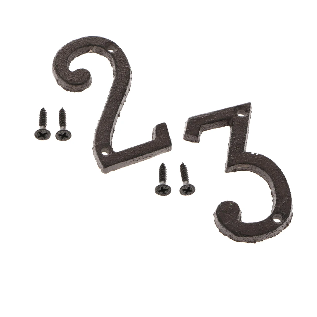2pcs Wrought Iron Antique Metal House Office Garden Street Door Number Sign Plaque DIY Digit Plate 2 3