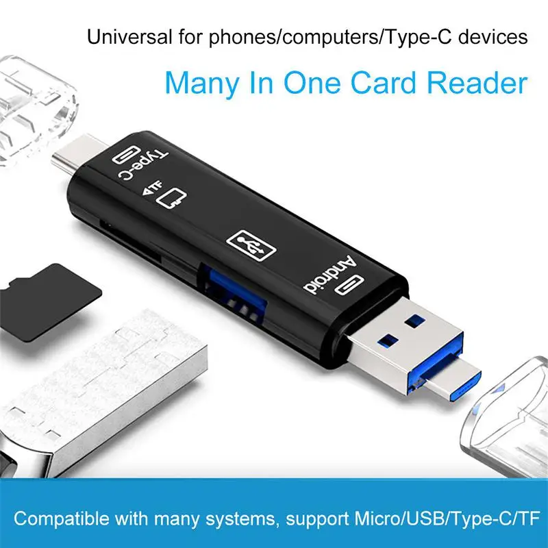 5 в 1 USB 2 0 Type C/USB/Micro SD TF кардридер OTG адаптер r20 | Компьютеры и офис
