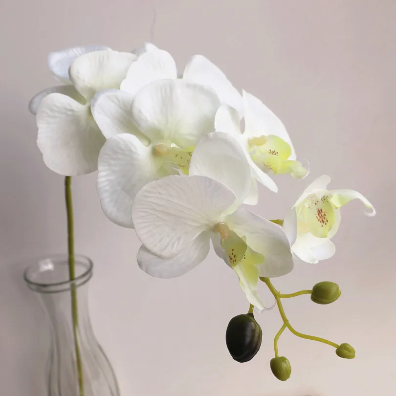 Одноствольная бабочка искусственная Орхидея мини орхидеи фаленопсис 6 цветов для свадьбы центральный - Цвет: cream